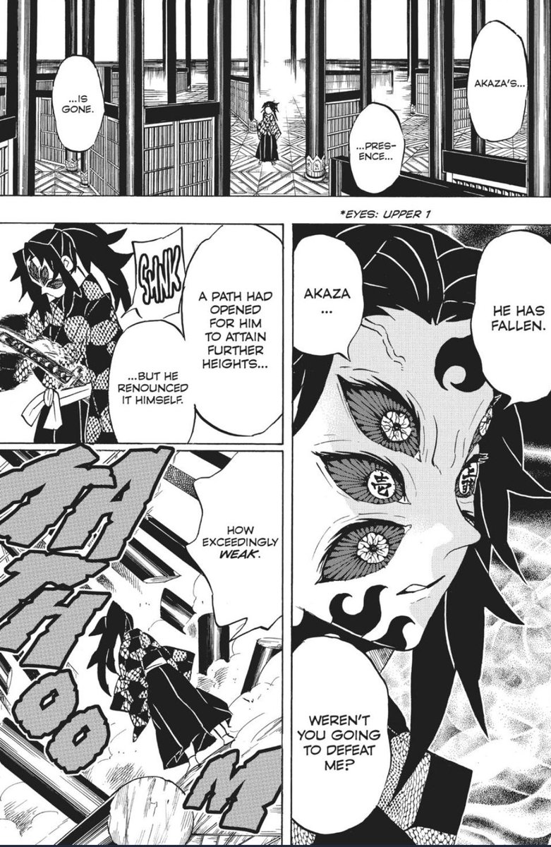 I find the dynamic between these two interesting, although Kokushibo is very strict with Akaza he clearly has some admiration for him, believing that Akaza had enough potential to even defeat him one day.

If they were both more sociable perhaps they would have been friends XD