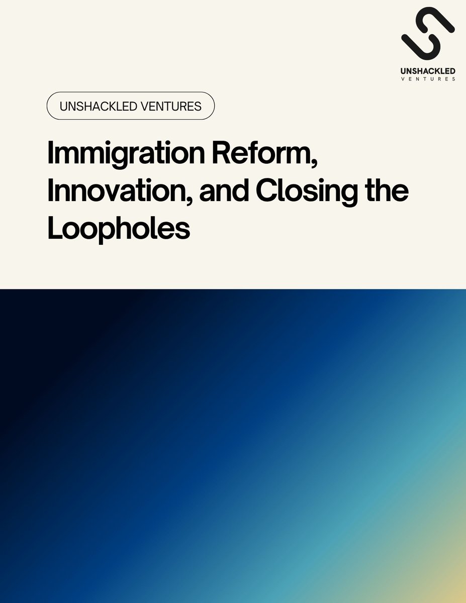 UnshackledVC's tweet photo. Recently, the administration’s changes to the H-1B visa program have sparked renewed discussion across the startup ecosystem. We believe America's economic renewal has always been driven by immigrant founders. Our policies should reflect that reality. 

Read our full perspective: https://t.co/Dxaof2pH1T