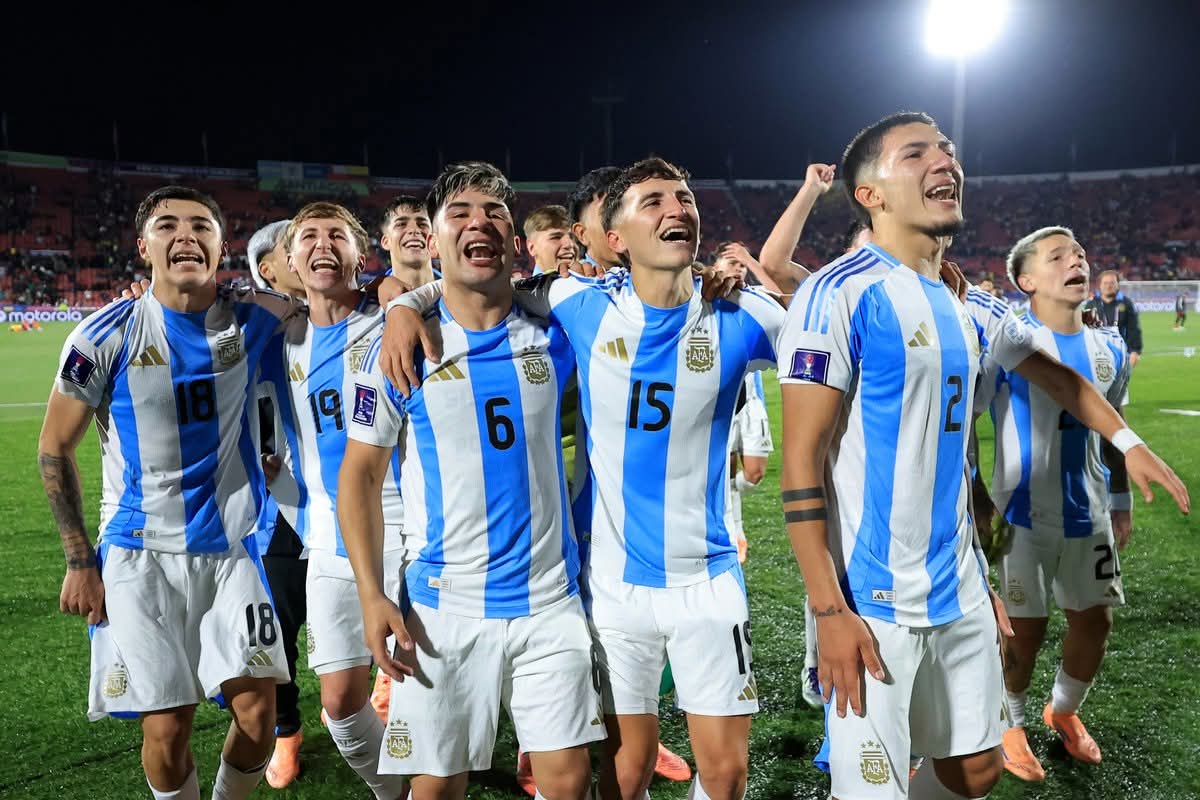 Argentina se clasifica a su octava final de un mundial Sub 20.

1979:🏆
1983:❌
1995:🏆
1997:🏆
2001:🏆
2005:🏆
2007:🏆
2025:⚽