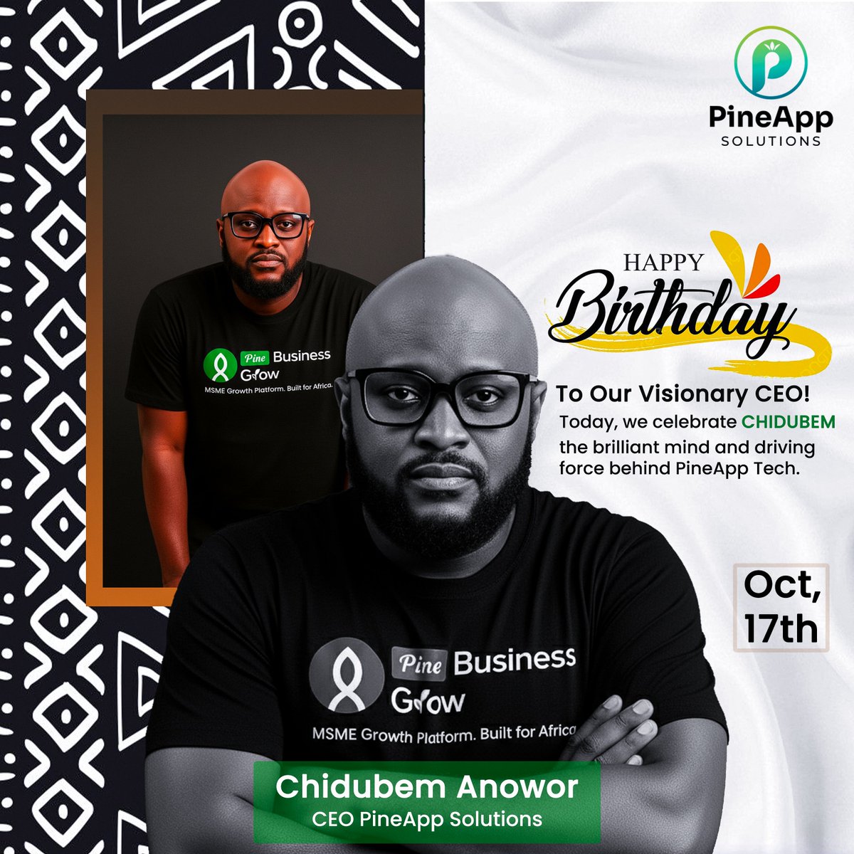 PineAppTech's tweet image. Happy Birthday to our Founder, Chidubem Anowor!
Your vision and drive inspire everything we do at PineApp Tech.
Thank you for leading with purpose and building tech that empowers Africa. 🌍💚
Here’s to more wins ahead! 🥂
#HappyBirthday #PineAppTech #TechForAfrica