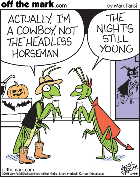 OffTheMarkComic's tweet image. Oh oh, here she comes. She&apos;s a mantiseater