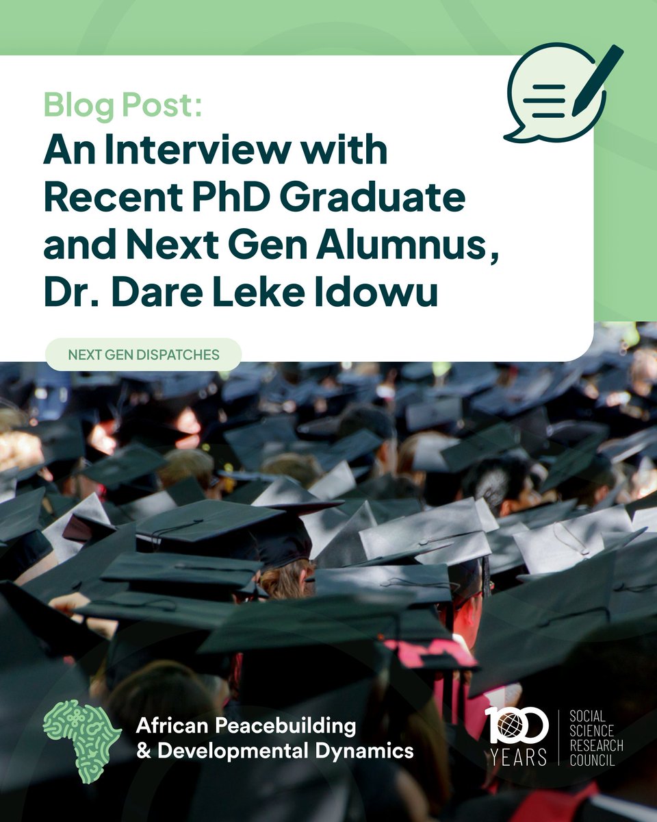 SSRC_APDD's tweet photo. A 2023 Next Gen fellow, Dr. Idowu successfully defended his doctoral dissertation,“Regional Power Politics in the Fourth Industrial Revolution (4IR): Nigeria and South Africa in comparative perspective.”

Read his interview: https://t.co/Tl8axrvhaT https://t.co/2CcUndakpx