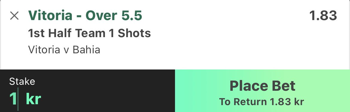 🇧🇷Vitoria - Bahia 

Vitoria O 5.5 1st half Shots @ 1.83 (1u).

t.me/+Z0yGwDODZS9hM…