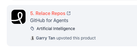 Cool to see <a href="/relace_ai/">Relace</a> on <a href="/ProductHunt/">Product Hunt 😸</a> today! 

Now this is all your coding agent has to do to preserve repo state: 

client.git('./repo_path').add('.') .commit('msg').push()

Github repos are for humans. Relace repos are for agents generating code