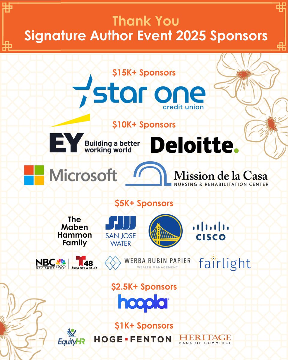 We're just one month away from our highly anticipated Signature Author Event featuring @vickynguyentv, and we couldn't do it without the incredible support of our generous sponsors! 🎉 Get your tickets today: sjplf.org/AuthorEvent2025