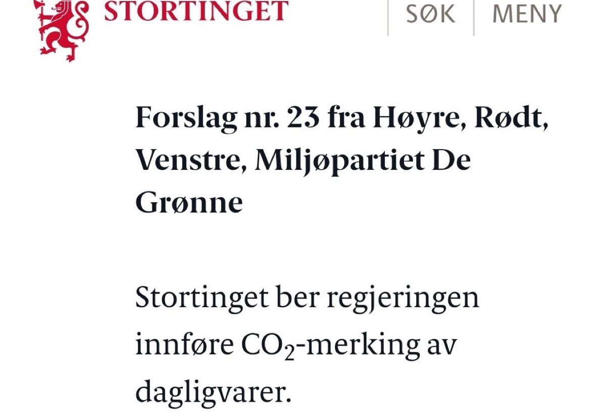 Høyre er selvfølgelig on board med co2 merking av dagligvarer.

H/t <a href="/hermanfaster/">Herman Faster</a>