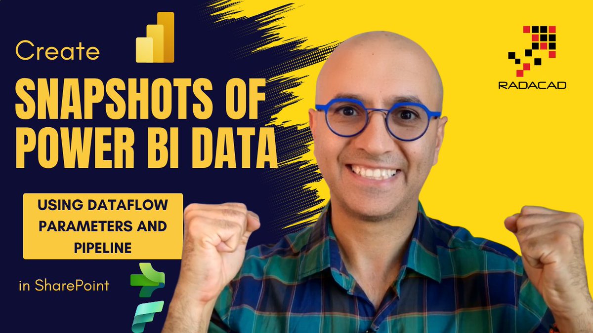 Rad_Reza's tweet image. Here is a neat scenario to use #Dataflow #Pipeline and #parameter together in #MicrosoftFabric #DataFactory
You can now create a #Snapshot of your #PowerBI #SemanticModel #Data into #SharePoint or other destinations
Check out today's video to see a live demo of it.…
