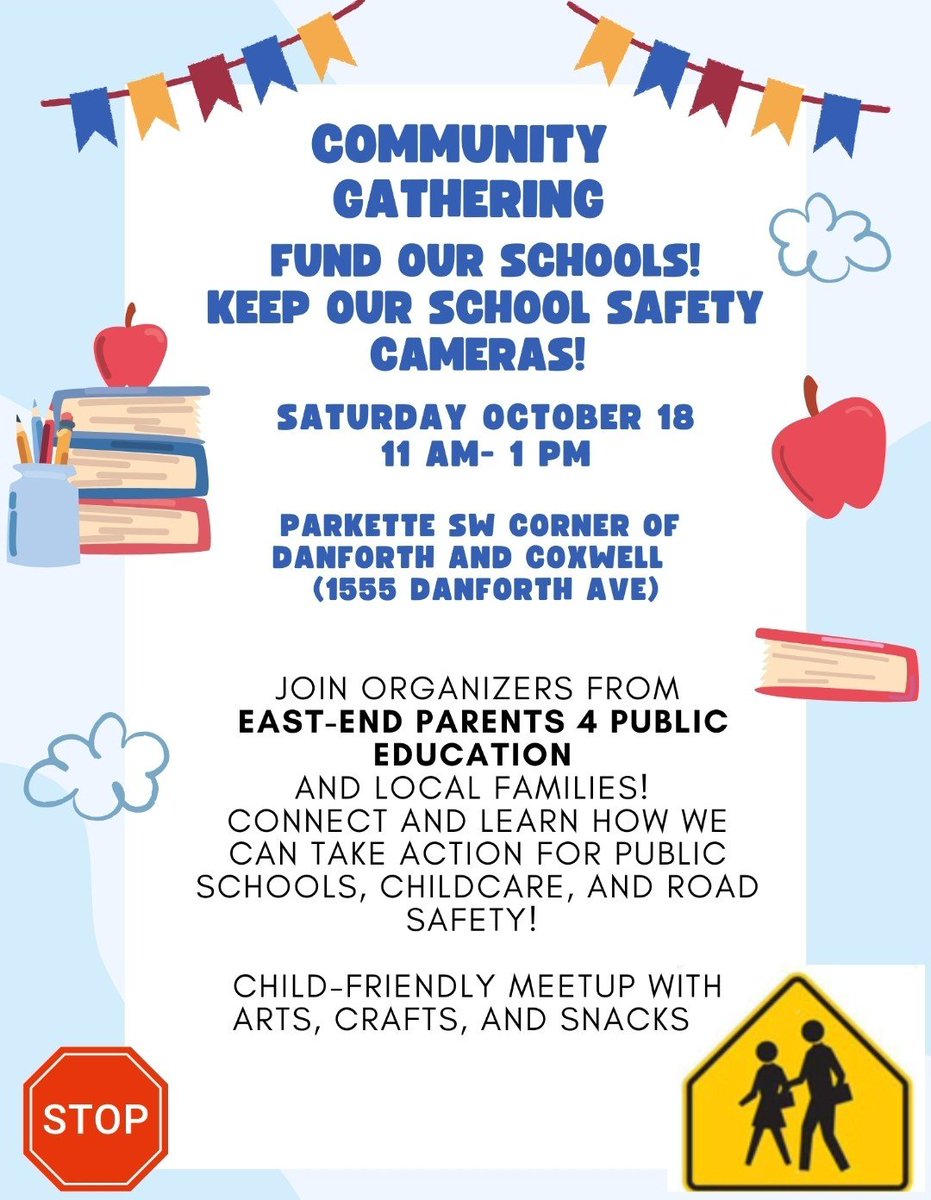 DrKateTO's tweet image. #BeachesEastYork community members who believe in using science to guide our decisions and employing evidence-informed tools to help keep kids safe, join East End Parents 4 Public Education this Saturday at 11 am at Coxwell and Danforth!
#SafeStreets #VisionZero #topoli #onpoli