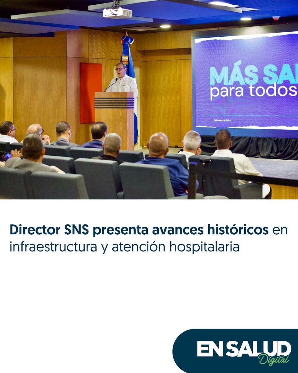 Hospital Municipal La Victoria (@hmvictoria2) on Twitter photo El director del SNS, <a href="/drmariolama/">Dr. Mario Lama</a>, presentó los logros alcanzados en los servicios públicos de salud durante la gestión del presidente <a href="/luisabinader/">Luis Abinader</a>, resaltando que el país ha experimentado una transformación sin precedentes en la red hospitalaria.
📱 ensaluddigital.gob.do/director-sns-p… El director del SNS, <a href="/drmariolama/">Dr. Mario Lama</a>, presentó los logros alcanzados en los servicios públicos de salud durante la gestión del presidente <a href="/luisabinader/">Luis Abinader</a>, resaltando que el país ha experimentado una transformación sin precedentes en la red hospitalaria.
📱 ensaluddigital.gob.do/director-sns-p…