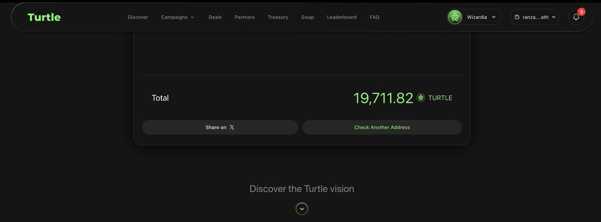 Here is my Turtle airdrop Allocation 🐢 , what's yours? Check here : app.turtle.xyz/claims