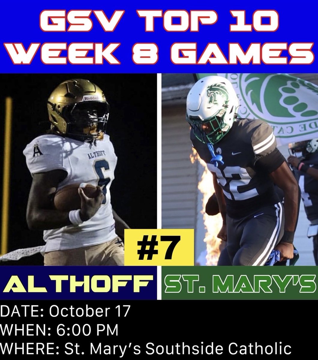 IS IT FRIDAY YET?

Last year at this time St. Mary’s was 2-5

What a difference a year and some changes makes 

5-2 currently 

ST. MARY’S VS ALTHOFF FRIDAY 6PM @ ST. MARY’S