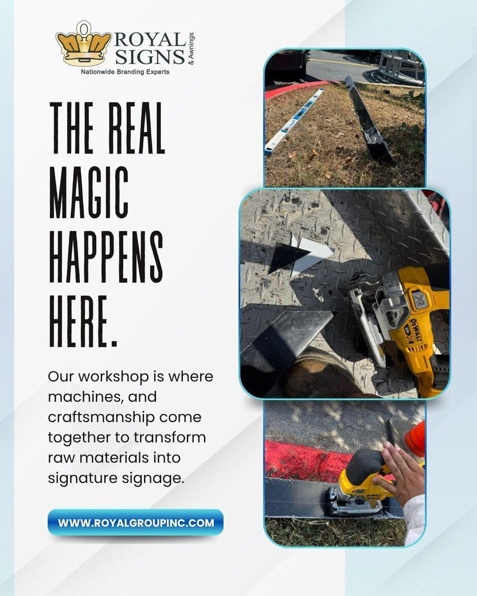 RoyalSigns_USA's tweet image. Our workshop, where skilled hands and powerful machines transform raw materials into signature signs built to last.
#SignFabrication #SignExpert 

Royal Signs &amp;amp; Awnings
royalgroupinc.com
Houston: 832-699-1115
Austin: 512-675-6869
Dallas: 469-879-5786
Portland: 971-200-1802