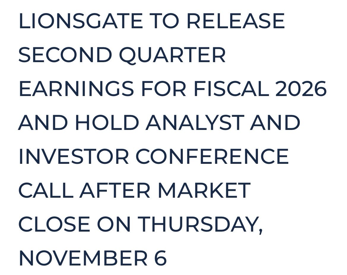 Lionsgate has an earnings call on Nov 6, we may get some biopic updates from it 🎬 #MichaelMovie