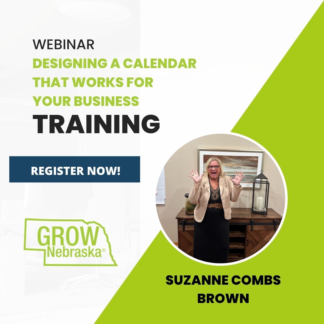 Is your calendar running you? Join Session 2 of Designing a Calendar That Works for Your Business with Suzanne Combs Brown on Oct 23, 12p-1p! Learn to prioritize profit, set boundaries &amp; cut timewasters. Free webinar + replay 👉 grownebraska.org/event/october-…
 🙏 Thanks to our sponsors!