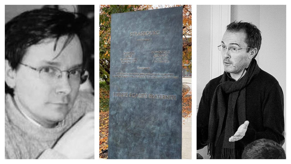 À #DominiqueBernard et #SamuelPaty 🇫🇷 Avec <a href="/RebeccaBreitman/">Rebecca Breitman</a> nous nous sommes engagés pour que #Strasbourg donne leur nom à un lieu public. C’est désormais chose faite. 

Que cela nous rappelle chaque jour à leurs combats. Ne baissons jamais ni la tête, ni les bras.