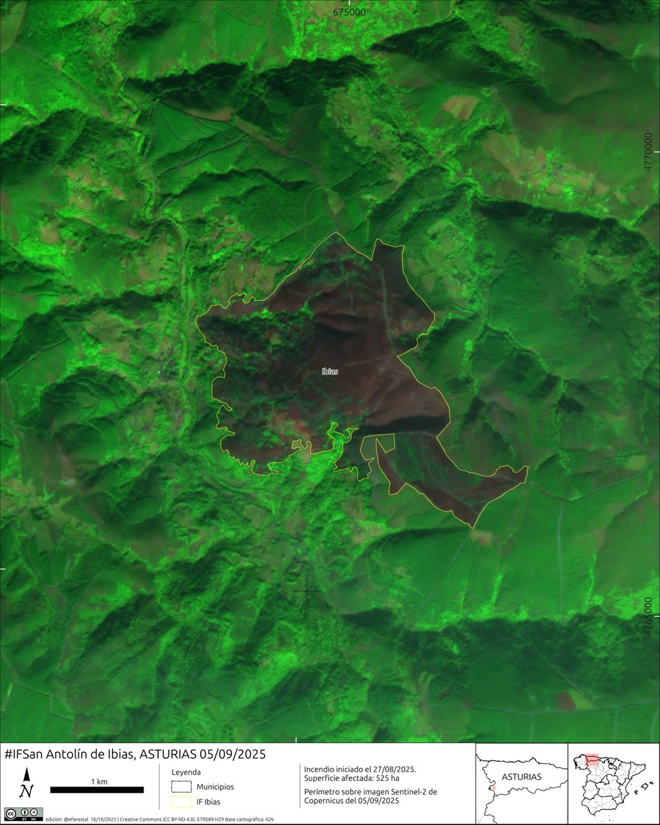 Gracias a la colaboración de varios usuarios se han reportado un total de 🔥65 Grandes Incendios Forestales en 🇪🇸España durante 2025
Aquí todos y visor:
edu.forestry.es/p/gif2025.html

En imagen el producido en Ibias, Asturias en agosto de 2025
edu.forestry.es/p/gif2025.html…
