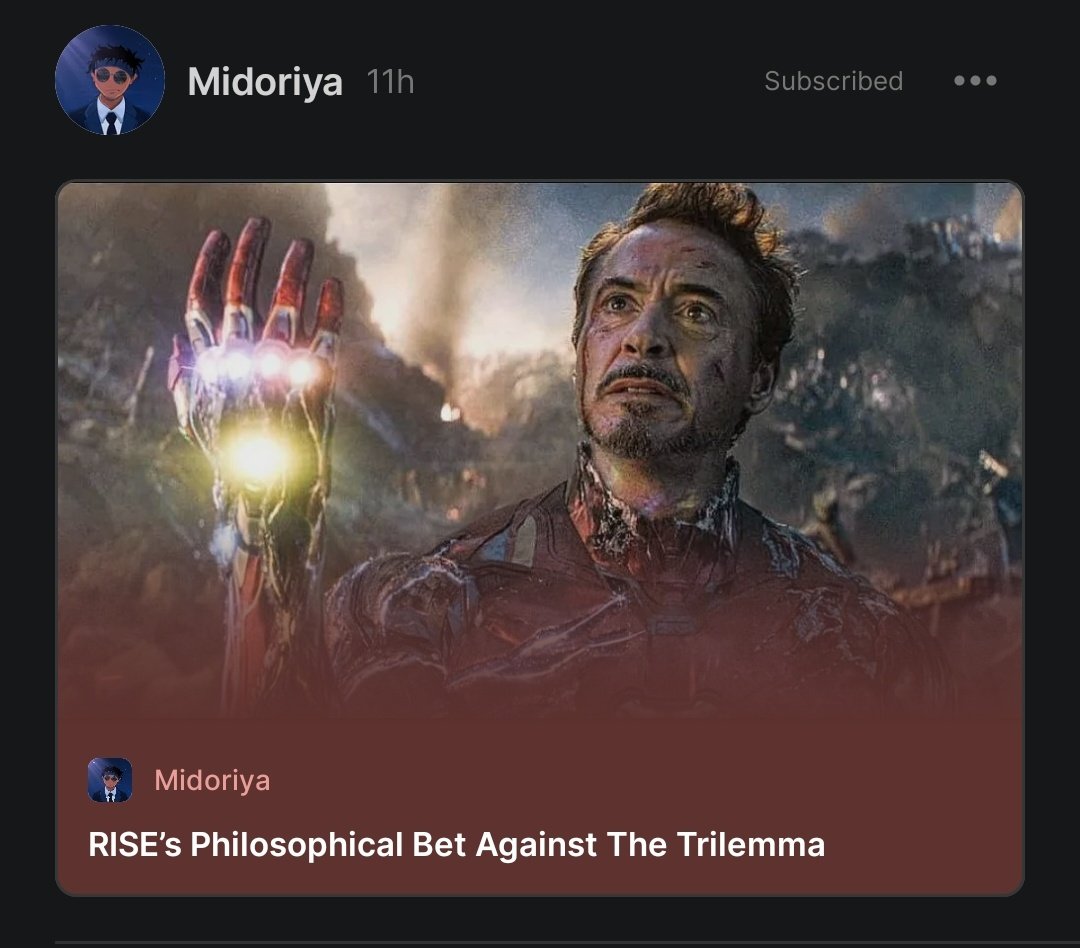 yeah, right. 

no one has managed to solve the blockchain trilemma but <a href="/rise_chain/">RISE</a> has managed to balance all three in a way that many  considered impossible 

ladies &amp; gentlemen, the trilemma has never been absolute. 

open.substack.com/pub/4785/p/ris…