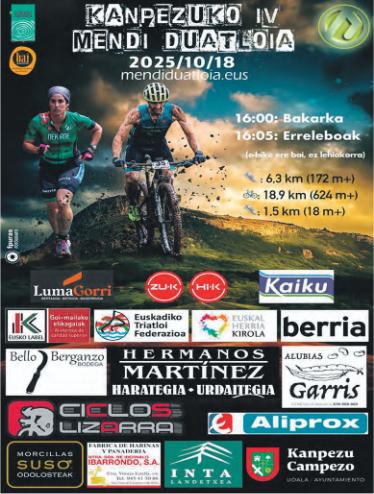 ehkirola's tweet image. ✅  KANPEZUKO IV. MENDI DUATLOIA
🗓️  Urriak 18
💥  Euskal Herriko Mendi Duatloi Zirkuitoa
#Kanpezu  #duatloia 
▶️  mendiduatloia.eus