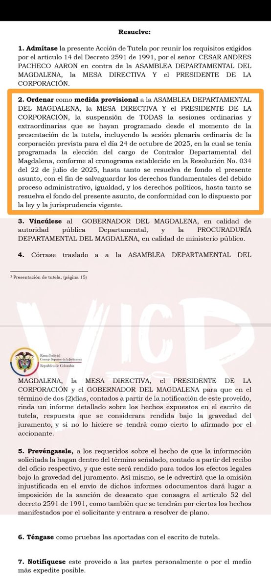 by_vicro500's tweet photo. La Asamblea ha sido suspendida.

La @AsambleaMagdale 2025 representa un periodo sombrío que debe ser recordado en las urnas, personificando el desprecio que sienten los gobernados ante el abuso de poder derivado de la arrogancia.

Hoy la justicia debe ser ocupada para corregir el comportamiento estúpido de una Mesa Directiva disruptiva de lo público.

Y no es uno, son dos diputados que deben ser posesionados para "no seguir utilizando a esta corporación con mezquindad y dolo" como dijo alguien hoy en las barras.

@opinioncaribe @ElCallejeroSM @by_vicro500