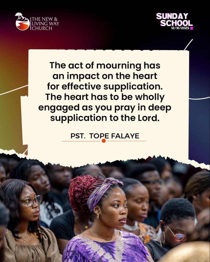 nlwclife's tweet image. HIGHLIGHT FROM SUNDAY SCHOOL...

Topic: Prayer of Supplication and Praying in the Spirit

Minister: Pastor Tope Falaye

Get the full teaching here: nlwc.church/messages/the-p…

Have a great time in the Word and Spirit!

#NLWC
#SundaySchool