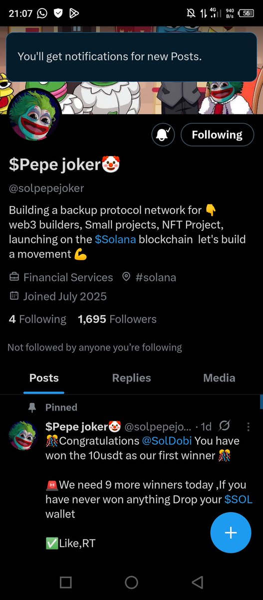 UFaruk01's tweet photo. @solpepejoker @SolDobi I even turn on notifications so that I won't miss any updates, hoping I'll be one them winners sir FjJJyp2RYwc5SQ33mn3EbXM9B1W3a3EFj3TJnVCSBu9a https://t.co/BCNsoOjkt8