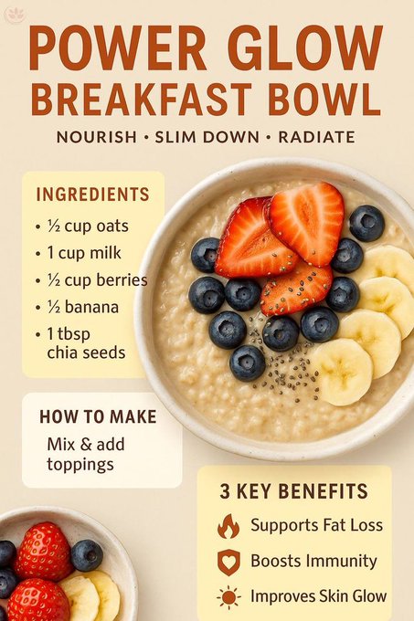 Power Glow Breakfast Bowl with oats, berries, and chia seeds for immunity boost