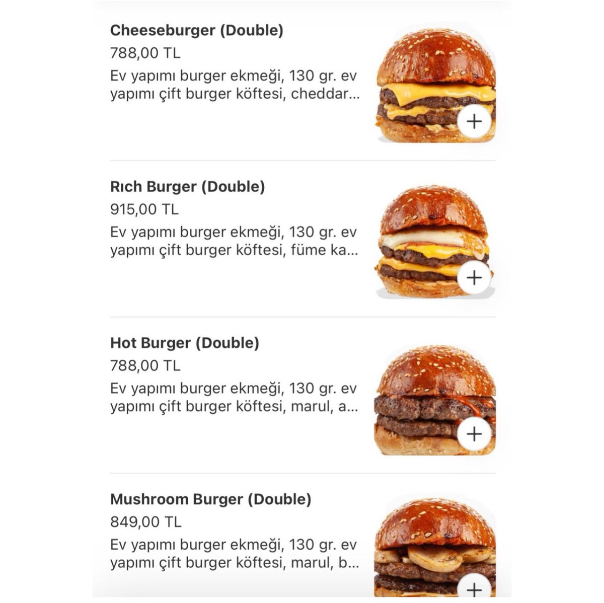 Yıllar önce yüzüne bakılmayan kokoreçin bugün çeyreği 400 TL, tam ekmek 1.120 TL olmuş. 130 gram cheeseburger 800 TL. Bir kilo kıyma 650 TL. 1 kilo kıymadan 7–8 köfte çıkar, o kıymayla evde 5 kişiyi doyurursun ama dışarıda bir hamburger 800 TL. Bu yapılan düpedüz hırsızlık.