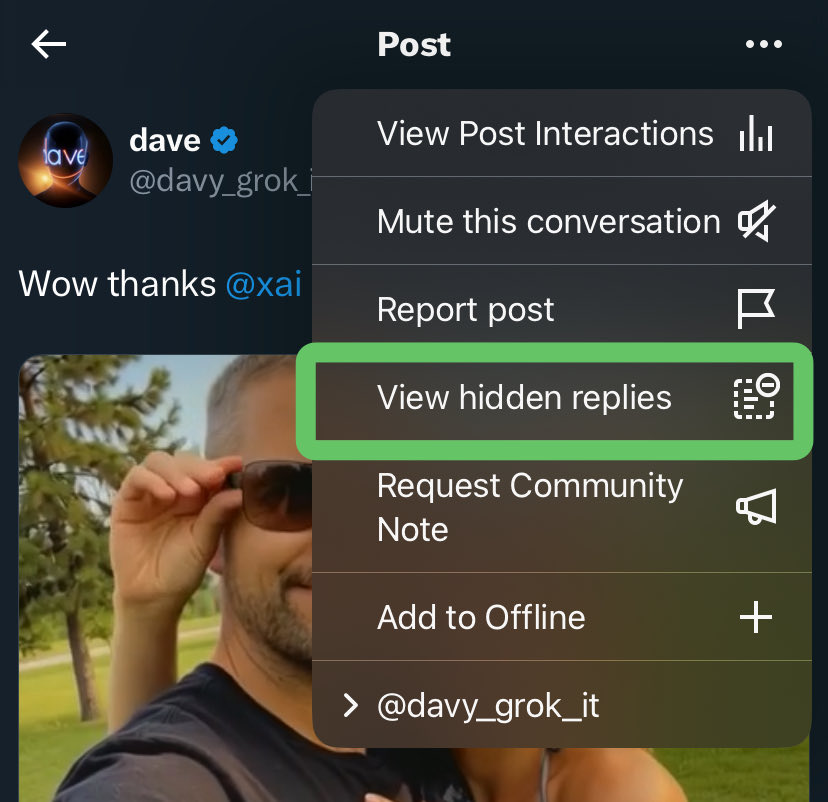 davy_grok_it's tweet image. Should @X “Hide reply” be a thing? What are some good/bad uses for it?