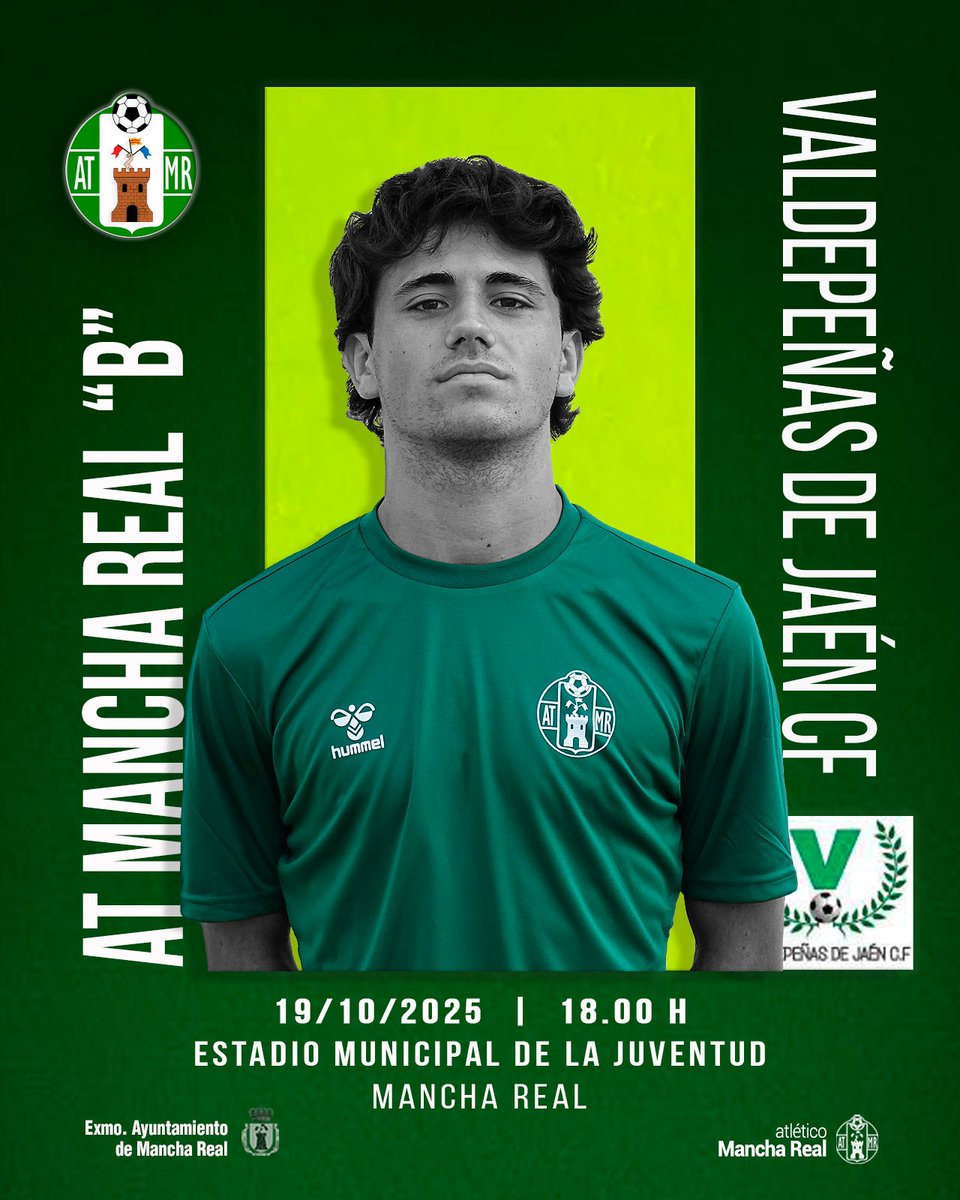 🄿🄰🅁🅃🄸🄳🄾 🄲🄰🄽🅃🄴🅁🄰

📅 19 de octubre

⌚ 18,00 H

🆚️ Valdepeñas de Jaén CF

🏟 Municipal de la Juventud

📍Mancha Real

- 🎟 Entrada general 4 €
- 🙋🏼‍♂️🙋🏼‍♀️🆓 GRATIS hasta 10 años
- 💳🆓 Abonad<a href="/s/">『S』</a> Primer Equipo y Niñ@s Cantera GRATIS

* 💳 Abono temporada Senior "B" 25€