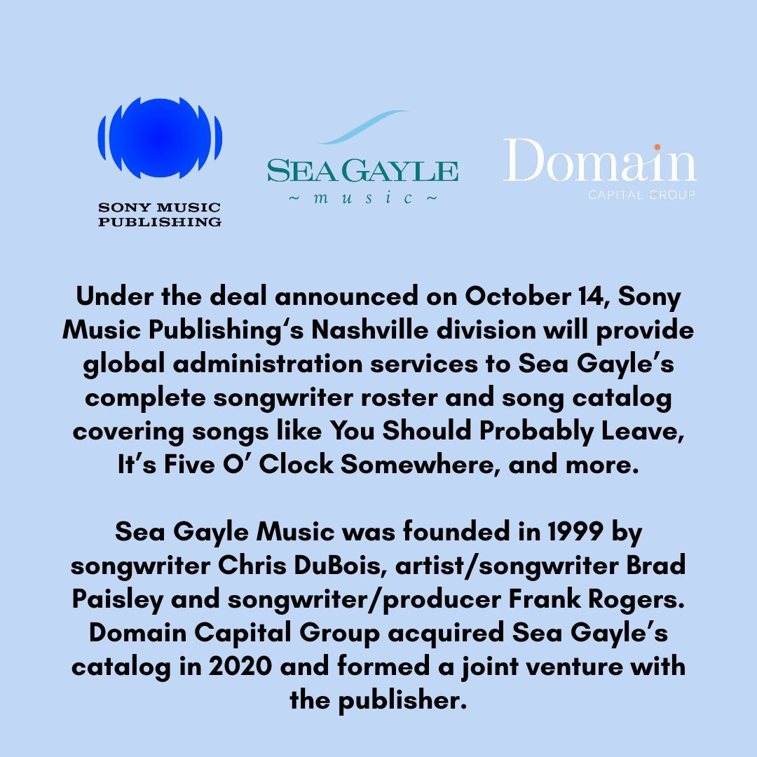 Music industry moves happening this week 👉 

#TheOtherSongs #Indie #MusicBusiness #SonyMusicPublishing #SeaGayleMusic #DomainCapital #MusicIndustry #MusicCatalog