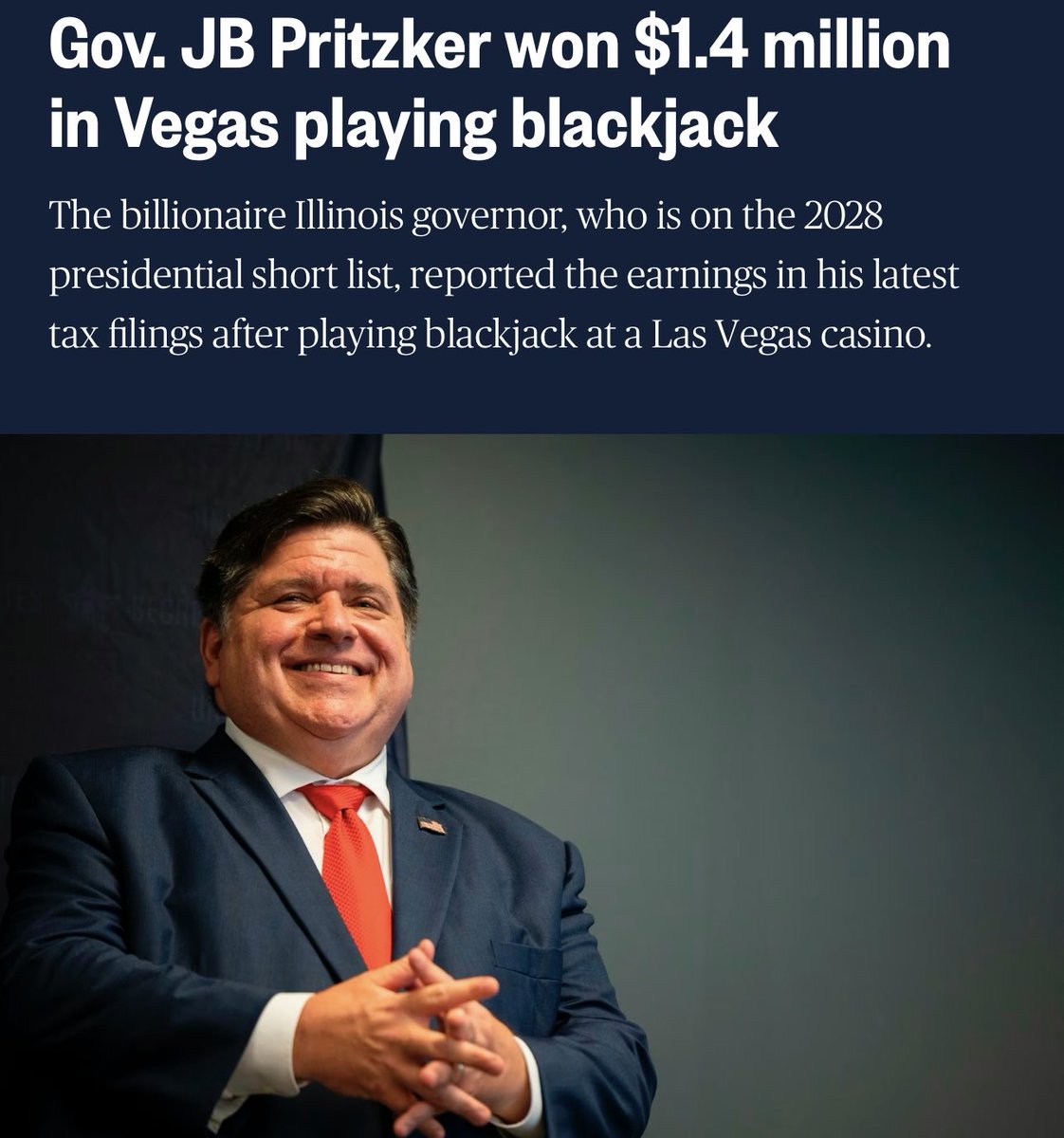 JB Pritzker for President! A smug gambler from a family of billionaires is just what America needs.