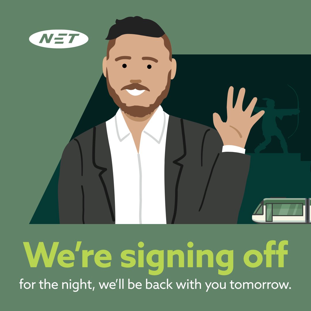 NETTram's tweet image. Hi, Ben here signing off.
I leave you with a regular service to all stops, and we'll be back with you tomorrow for your travel updates.