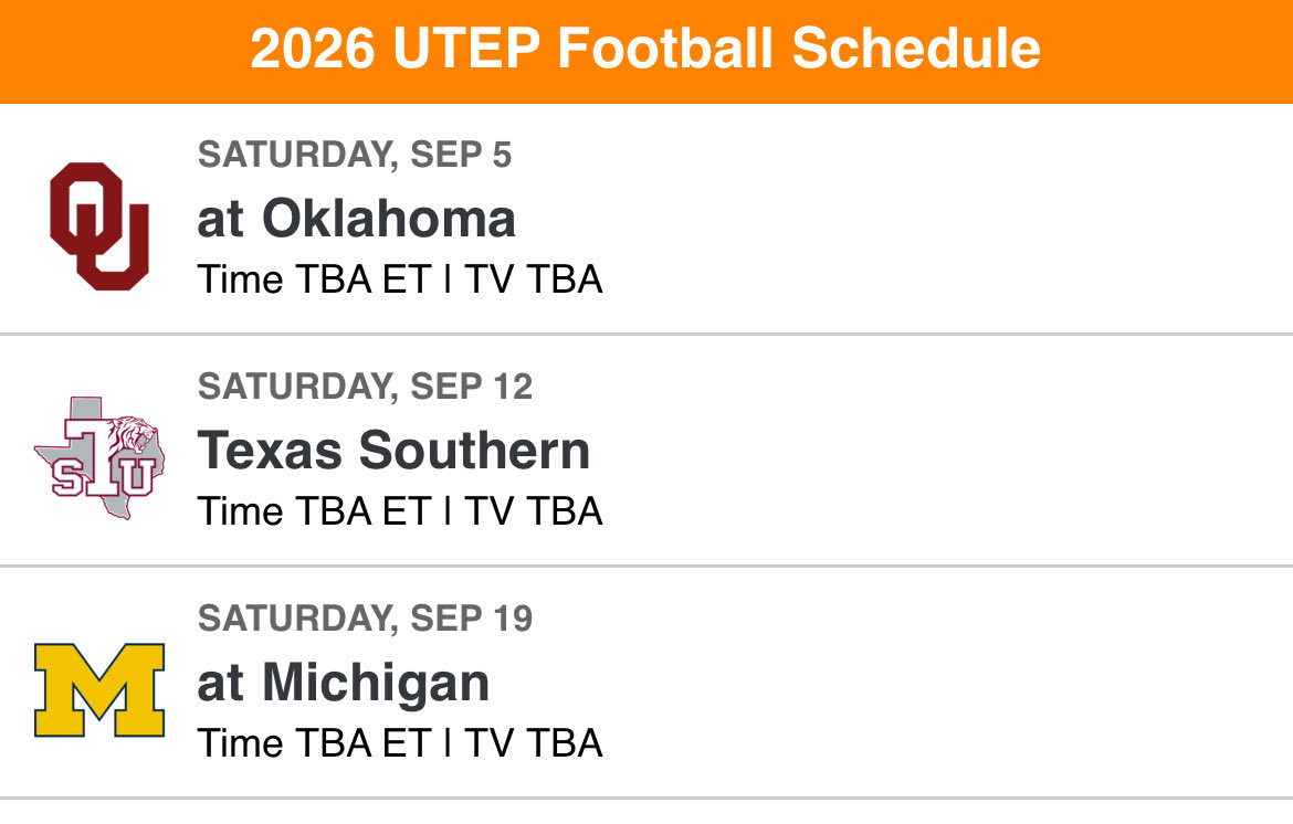 EP_Chris_Made's tweet image. Next season though, no more mid-week football and Conference Games against New Mexico, San Jose State, UNLV, Nevada, Wyoming, Air Force, Hawaii, & Northern Illinois. Who do you want at home & who do you hope for on the road? #MWC #UTEP #Miners