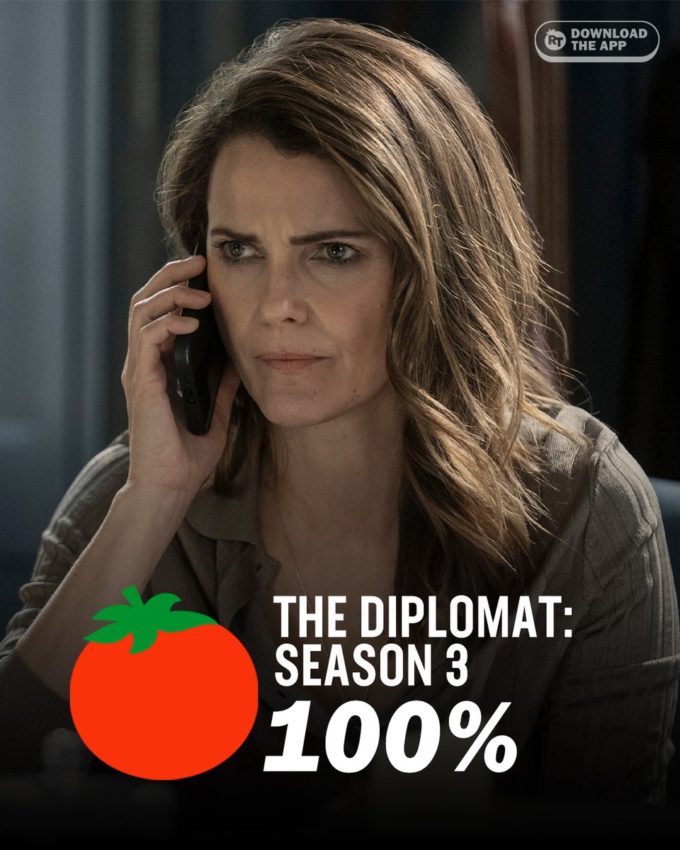 RottenTomatoes's tweet photo. #TheDiplomat: Season 3 is Fresh at 100% on the Tomatometer, with 13 reviews: https://t.co/t9I0SBIcaa https://t.co/lie1SJFmNi