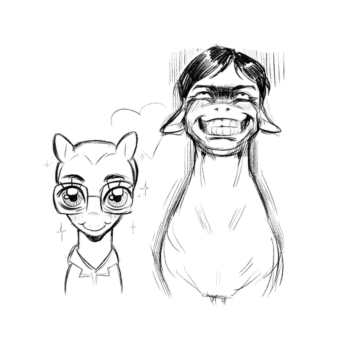Pale guy x reporter ponies 
#noimnotahuman #ninah #ninahfanart #noimnotahumanfanart #mlp #mlpfanart #pony