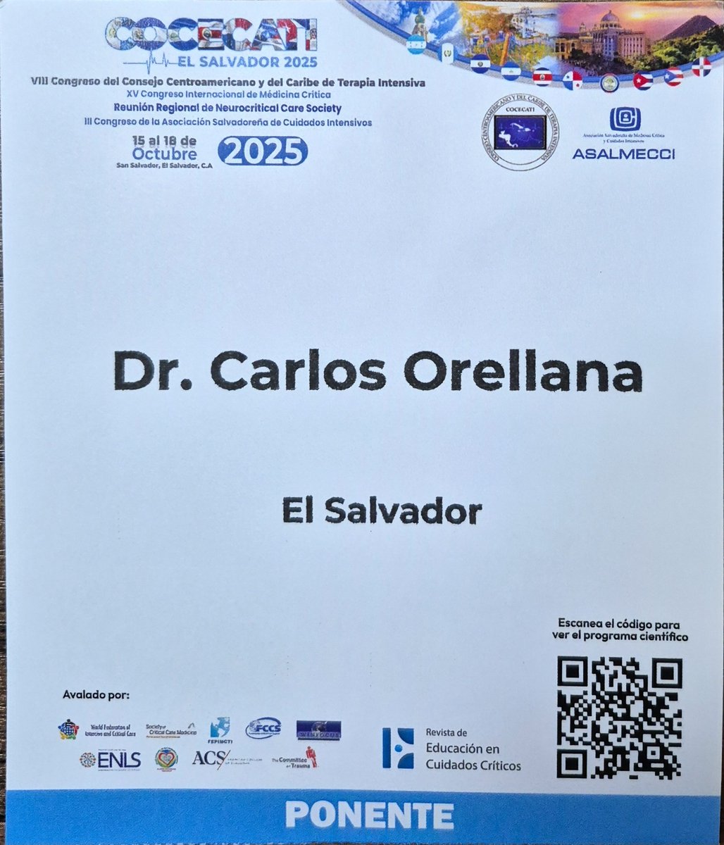 Honrado de participar como ponente en este gran evento de la Medicina Critica de la Región.