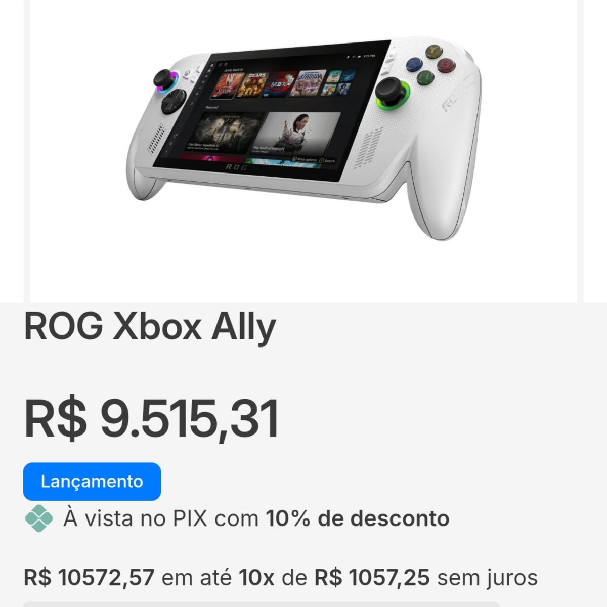 DavyJonesRJ's tweet photo. O Portátil da Microsoft 'Rog Xbox Ally' chegou a preços assustadores no Brasil na Loja Octoshop

• Versão mais poderosa custando R$ 14.171,80
• Versão "econômica" custando R$ 9.515,31 https://t.co/DTjBCeCoZc