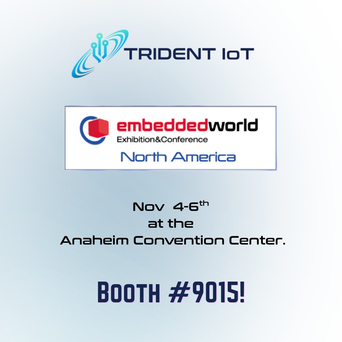 TridentIoT's tweet image. Trident will be exhibiting at Embedded World. Use TRIDEN25 for a free pass to the show floor.