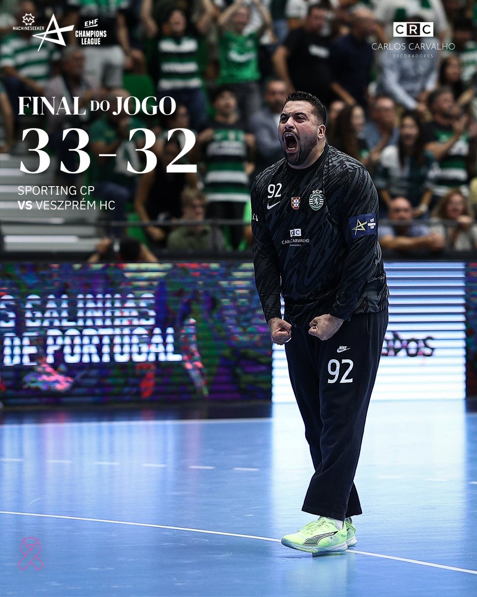 SCPModalidades's tweet image. #AndebolSCP | ⏹️ ATÉ AO FIM, SPORTING!!! 🦁 Vitória dos nossos Leões no jogo da 5️⃣.ª jornada da EHF Champions League 🌟

🟢 33-32 🔴 // #SCPVHC #ehfcl