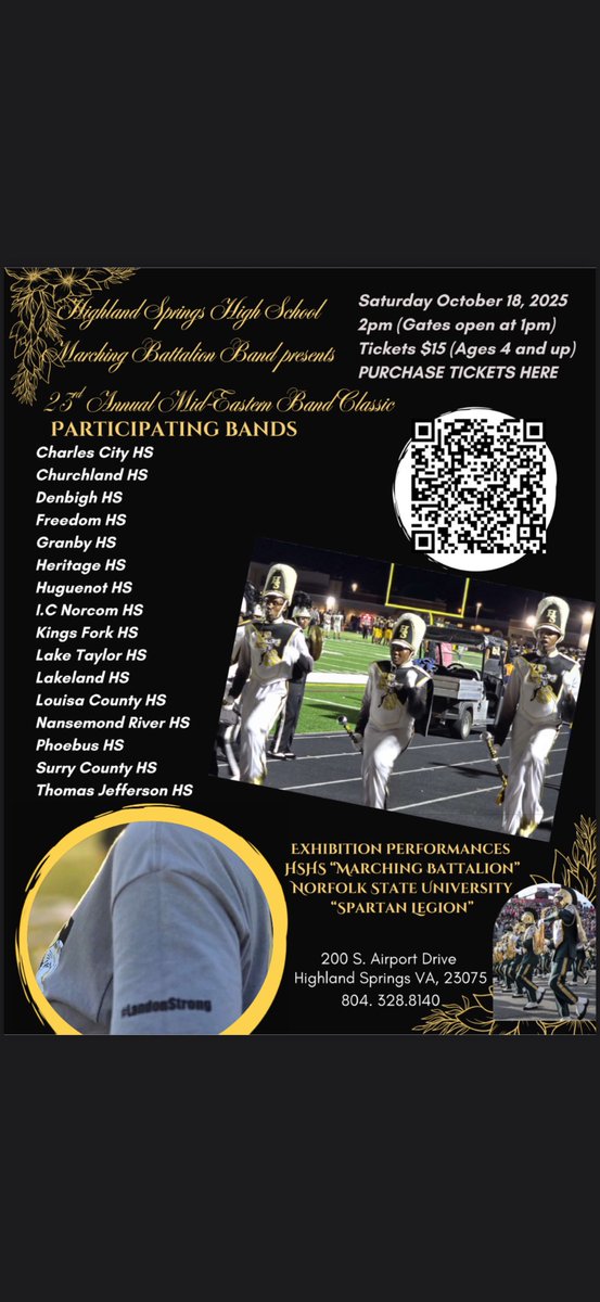 Cougar fans, lets support our Marching Band as they compete in an competition at Highland Springs High School on Saturday October 18, 2025 at 2pm.
#COUGARPRIDE