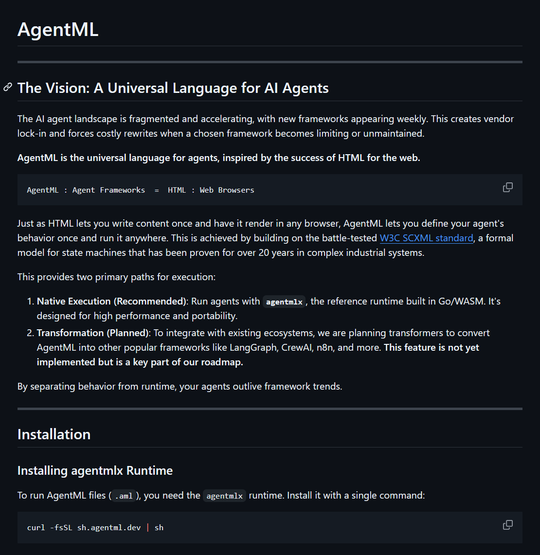 AgentMLdev's tweet photo. We are opening up AgentML a  Deterministic Language for Agent Behavior. AgentML combines the usability of XML with the predictability of state  machines, giving you complete control over agent behavior. MIT License.

Link in comments. https://t.co/3rFFHPNZis