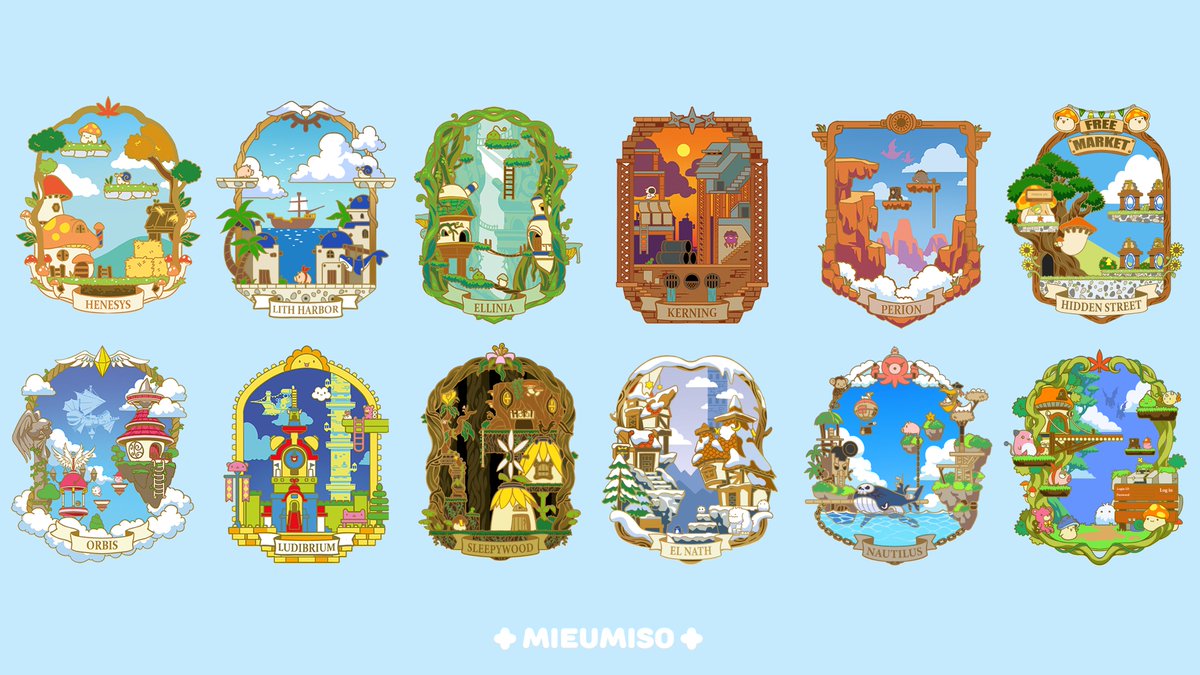 mieumiso's tweet image. The set is finally complete for Maplestory Stained Glass Town pins. We are almost at 20k which unlocks the Maple World pin!  The Kickstarter is ending in little more than two weeks, come by and support! Link in bio! #Maplestory #enamelpins