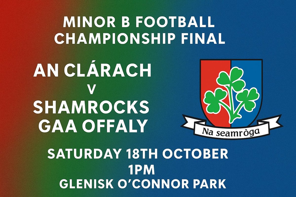 🔴🟢🔵 Shamrocks Set for the Minor B Football Championship Final! 🍀
Get all the latest news on the Shamrocks GAA app member.clubspot.app/club/shamrocks…
