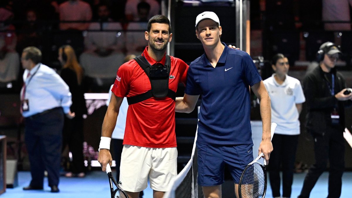 Cooperativa's tweet photo. Sinner tumbó a Djokovic y repetirá final con Alcaraz en el Six Kings Slam de Arabia Saudita #Cooperativa90 https://t.co/4MWxxOig4Y https://t.co/wrwPoUoMSJ