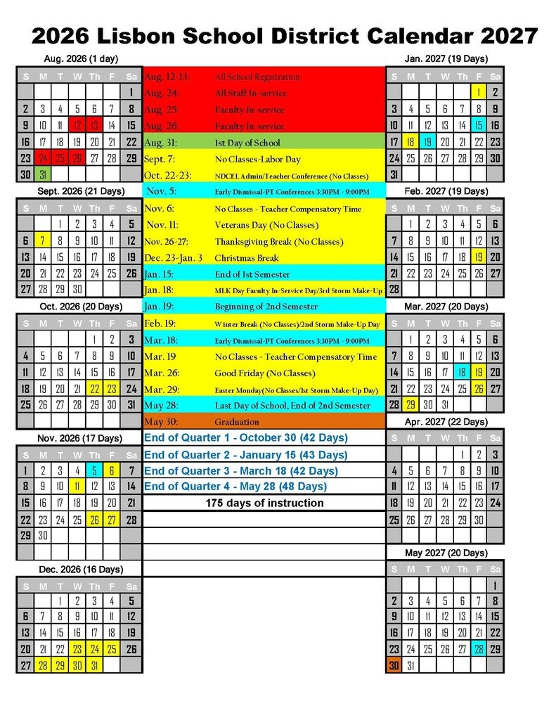 At the October School Board meeting, the board approved the 2026-2027 Academic Calendar.