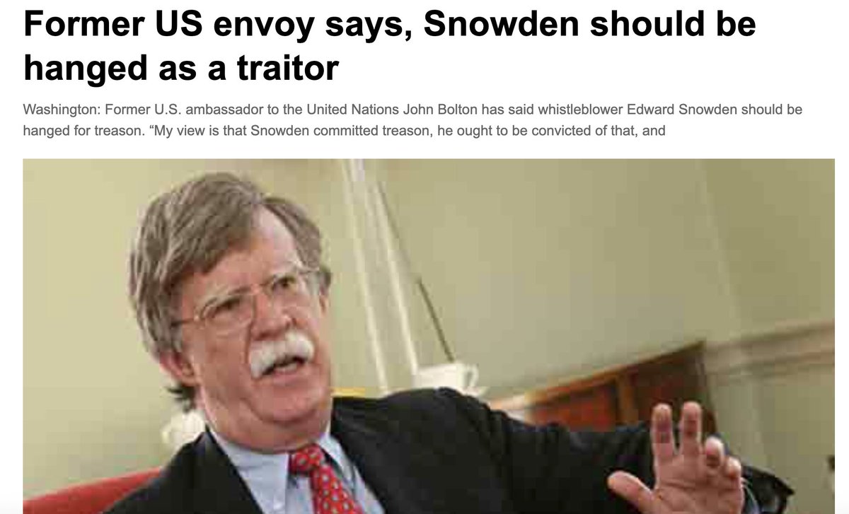ggreenwald's tweet image. Bolton on leaking of classified information. Give him what he wants.