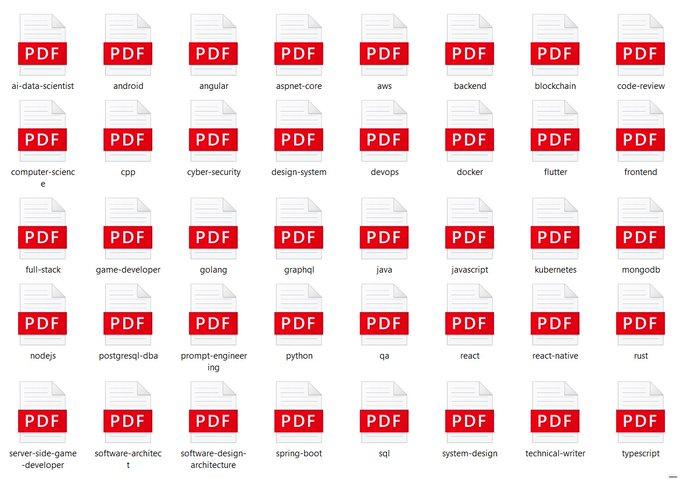 AyushiSury71557's tweet image. 🚀 Developers’ Roadmaps – FREE (24H only)
Get roadmaps for:
✅ Python
✅ Java
✅ React
✅ Docker
✅ JavaScript
✅ Frontend / Backend / Full Stack
✅ Cybersecurity & more
To get it:
1️⃣ Like & RT
2️⃣ Comment “PDF”
3️⃣ Follow (so I can DM you)