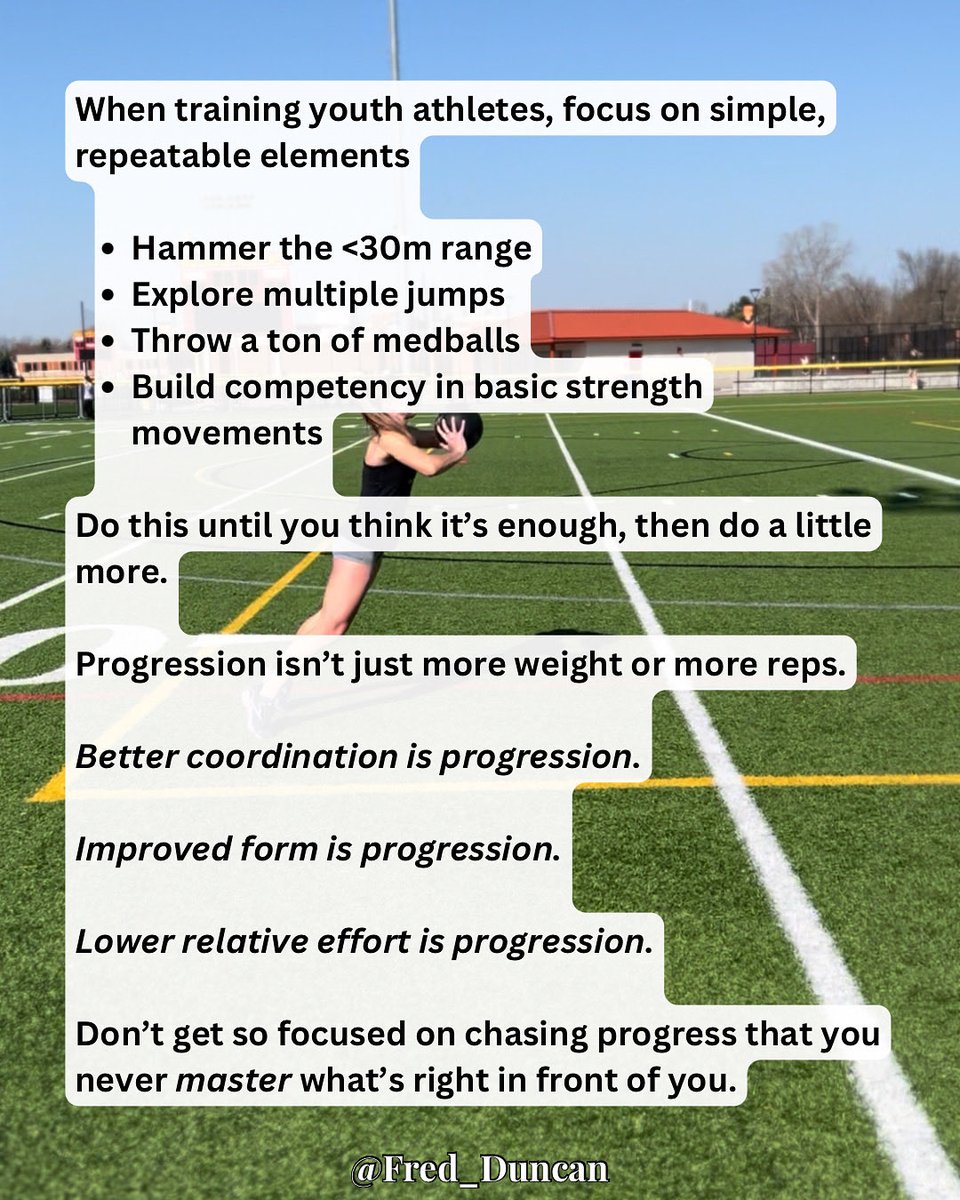 Youth athletes don't need complexity.

They need consistency.

Reps. Quality exposure to the right things, done often enough to matter.

Too many programs jump ahead to advanced drills, fancy tech, and over-coaching before the kid can even skip or perform a quality push up.