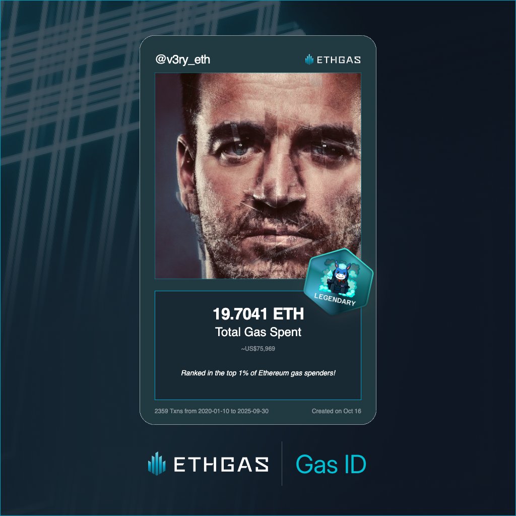 Leveled up in the Great Gas Reckoning with ETHGas! 💪

Legendary Jack status: 19.7041 ETH gas spent, 4000 Beans earned—supporting the Gasless Future!

Claim your Gas ID at ethgas.com/community/gas-…
