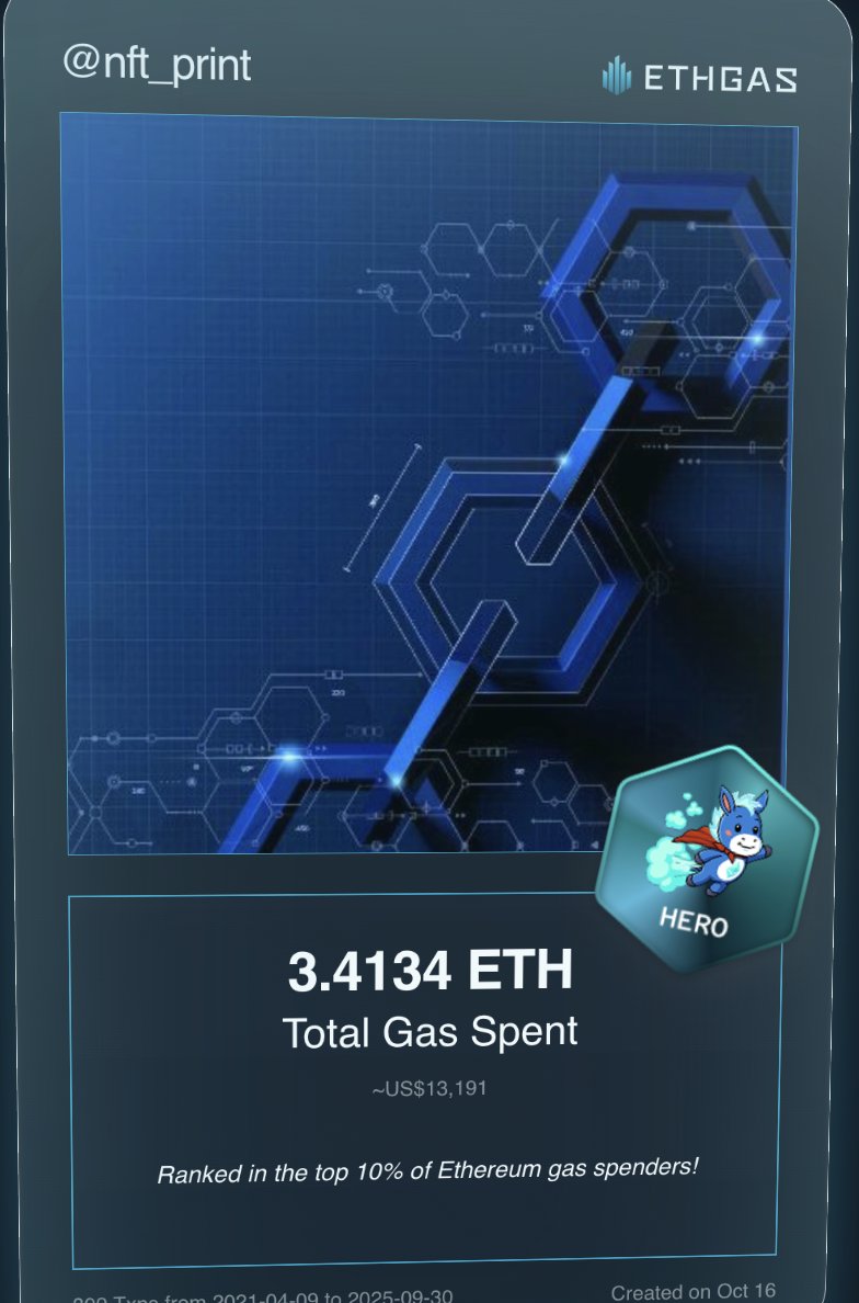 nft_print's tweet photo. Discovered my Gas ID via ETHGas - turning my gas spend into rewards 🫘

As a Hero Jack, I've spent 3.4134 ETH on gas but earned 2000 Beans back.

Get your Gas ID and Beans here: https://t.co/27O50XemdE https://t.co/I7AXsuMxQ4